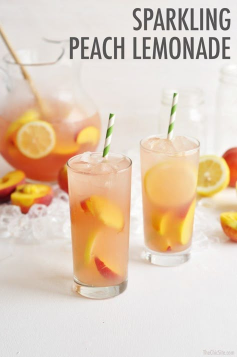 Kid Friendly Drinks, Sparkling Lemonade, Peach Baby Shower, Sweet As A Peach, Perfect Summer Drink, Peach Lemonade, Refreshing Summer Drinks, Raspberry Lemonade, Lemonade Recipes