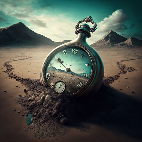 Time Travel Art, Surreal Digital Art, Art For Print, Spiritual Pictures, Sand Clock, Sands Of Time, Surreal Artwork, Fantasy Background, Clock Art