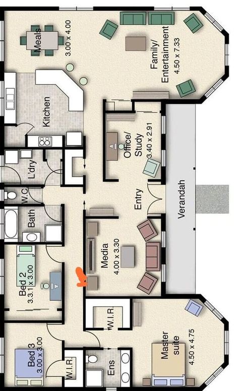 House With Outdoor Kitchen, Floor Plan Elevation, Plan Elevation, 2d Floor Plan, Bungalow Floor Plans, 3d Floor Plans, 3d Floor Plan, Apartment Floor Plan, Casa Country