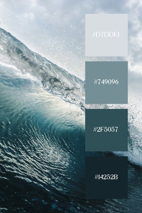 For a blue ocean color palette, envision hues like deep navy blue, serene aquamarine, vibrant azure, tranquil teal, and soft sky blue. These colors evoke the depths and tranquility of the open sea, perfect for creating a calming and expansive atmosphere in designs. Sea Color Palette Ocean, Tranquil Color Palette, Shaded Soft Summer, 4 Color Combos, Sea Color Palette, Color Scheme Generator, Ocean Color Palette, Color Generator, Blue Eye Color