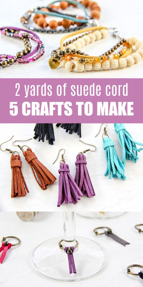 Faux Suede Cord Crafts, Suede Craft Ideas, Suede Cord Crafts, Leather Cord Crafts, Diy Christmas Gifts Kids, Kids Yarn Crafts, Suede Crafts, Christmas Gifts Kids Can Make, Diy Mason Jar Gifts