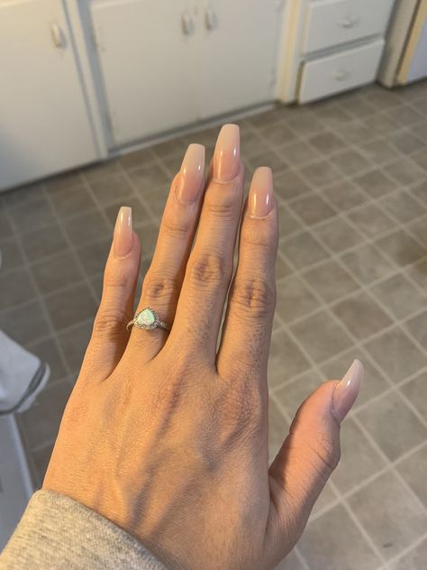 This clear nude is hard to find so I chose a light beige and asked the nail lady to use one coat. Clear Beige Nails, Nude Nails, Light Beige, Engagement Rings, Nails