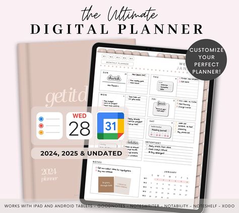 Digital Planner, Digital Sticker, Whole Shop Bundle, Budget, Fitness, Notebook, Goals and Meal Planning for iPad and Tablet, GoodNotes Etc.. plannerundated #schoolplanner🌲. Planner Color Palette, Goodnotes Ideas, Goodnotes Aesthetic, Aesthetic Student, Best Digital Planner, Fitness Goal Setting, Interactive Calendar, Digital Planner For Ipad, Goal Setting Template