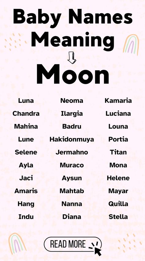 Looking for a baby name that's as beautiful and mysterious as the moon? Discover a collection of enchanting names for your little one, each with a special meaning tied to the celestial body. From classic to unique, find the perfect lunar name for your baby boy or girl! Moon Names Girl, Lunar Names, Celestial Names, Names That Mean Moon, Baby Names Meaning, Sun Names, Nama Aesthetic, What Your Name, Meaning Of Your Name