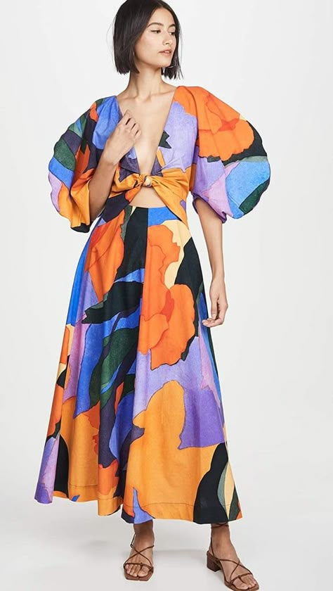 Mara Hoffman Leila Dress Bold Watercolor, Mara Hoffman Dress, Mara Hoffman, Print Trends, Mode Inspo, Fashion Weeks, Mode Vintage, Popsugar, Balloon Sleeves