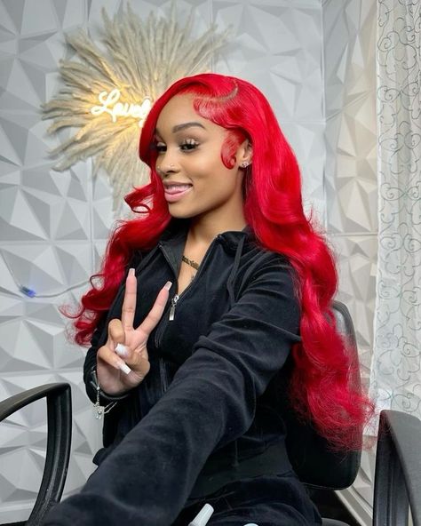 ˚୨��୧⋆ @bella2angel Red Weave Hairstyles, Red Wig, Frontal Wig Hairstyles, Closure Wigs, Dyed Hair Inspiration, Wig Color, Stylist Tattoos, Frontal Hairstyles, Pretty Braided Hairstyles