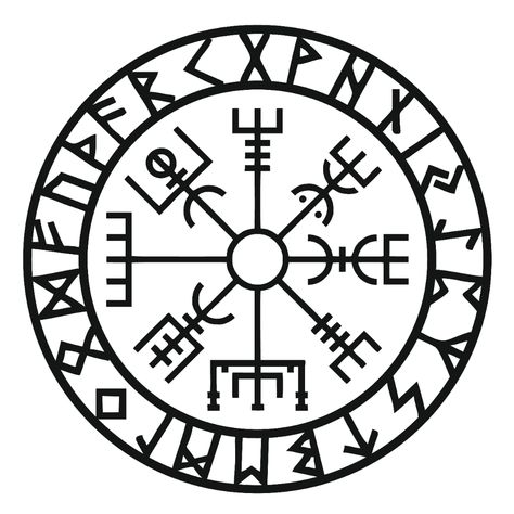 Viking compass, also known as Vegvisir, is a powerful symbol of protection and guidance. It is believed to help travelers find their way home safely. viking compass / #Bussola_Viking #Runes_Tattoo #Viking_Symbols_And_Meanings #Viking_Compass_Tattoo Viking Tattoo Meaning, Ancient Viking Symbols, Runes Tattoo, Viking Compass Tattoo, Viking Symbols And Meanings, Symbol Meanings, Compass Symbol, Runic Compass, Viking Tattoo Symbol