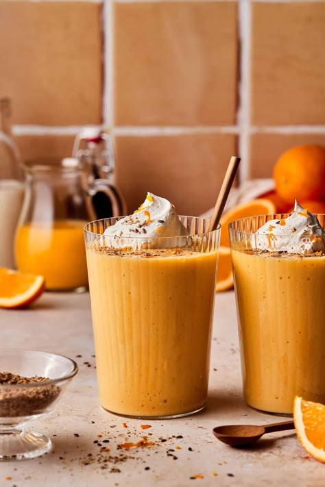 Orange Creamsicle Protein Smoothie Juice And Smoothie Recipes, Super Food Smoothies, Pumpkin Spice Coffee Creamer Recipe, Flavored Water Ideas, Homemade Pumpkin Spice Coffee Creamer, Pumpkin Spice Coffee Creamer, Homemade Pumpkin Spice Coffee, Pumpkin Drink, Unflavored Protein Powder