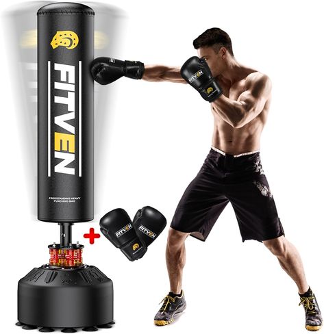 ALL-IN-1 Boxing Kit : Elevate your boxing experience with our all-in-one punching bag! Invest in this boxing equipment, and you'll receive a freestanding punching bag and a pair of high quaility boxing gloves. #associated Kickboxing Bag, Freestanding Punching Bag, Boxing Punching Bag, Boxing Bags, Mma Gloves, Sand Bag, Boxing Equipment, Heavy Bags, Punching Bag