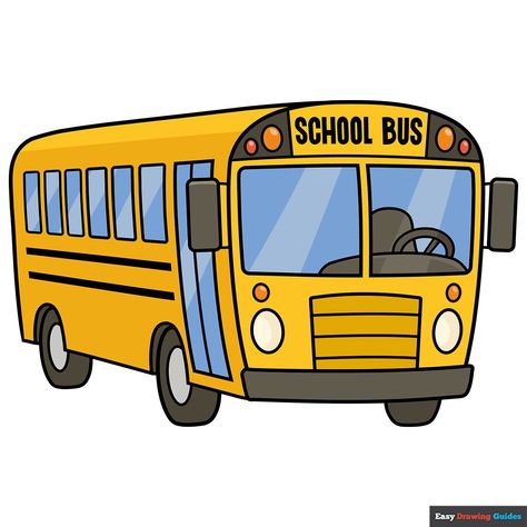 Learn to draw a Cartoon School Bus. This step-by-step tutorial makes it easy. Kids and beginners alike can now draw a great looking Cartoon School Bus. https://easydrawingguides.com/how-to-draw-a-cartoon-school-bus/ Cute Bus Drawing, Bus Drawing Easy, School Bus Cartoon, Taxi Drawing, Robot Crafts, School Bus Pictures, School Bus Drawing, Cartoon School Bus, Bus Drawing