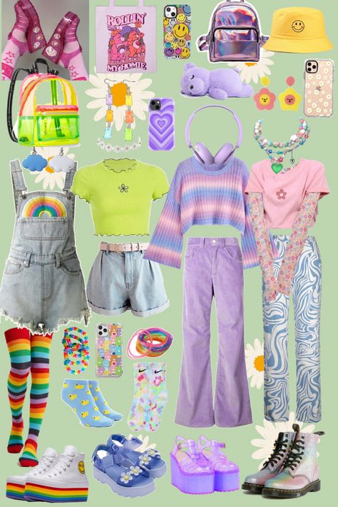 #kidcore #kidcorechallenge #kidcoreoutfit #kidcoreaesthetic #kids #playful #colorful #cute #cutegirls #cutegirl #cutelook #cuteoutfit #summer #summerlook #rainbow #90s #90saesthetic #2000s #2000sfashion #y2k #y2kaesthetic 90s Rainbow Aesthetic, Rainbow Y2k Outfit, Kidcore Indie Outfits, 2000s Fashion Colorful, Toddlercore Aesthetic, Art Kid Aesthetic Outfit, Colorful Girly Outfits, Kidcore Outfits Aesthetic, Indie Kidcore Outfits