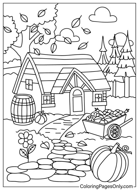 Cute Fall Coloring Pages Aesthetic, Aesthetic Colouring Pages Printable, Kids Colouring Printables, B6 Planner, Fall Leaves Coloring Pages, Fall Coloring Sheets, Beautiful Natural Scenery, Fall Drawings, Posca Pens