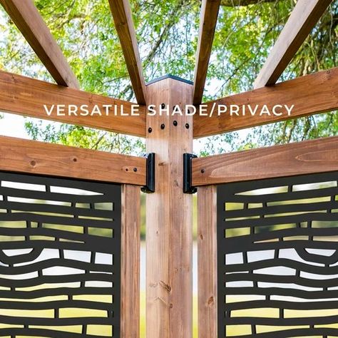 Corner Pergola | Wayfair Corner Pergola Ideas, Corner Gazebo, Hot Tub Pergola, Corner Pergola, Garden Nook, Pots Plants, Wood Pergola, Metal Pergola, Pergola Ideas