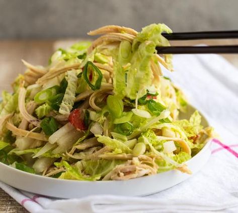 Shredded Chicken Salad with Asian Ginger Sauce – Haylie Pomroy Diet Chicken Salad, Fast Metabolism Diet Phase 2, Shredded Chicken Salad, Shredded Chicken Salads, Metabolism Recipes, Fast Metabolism Recipes, Fast Metabolism Diet Recipes, Fmd Recipes, Metabolic Diet Recipes