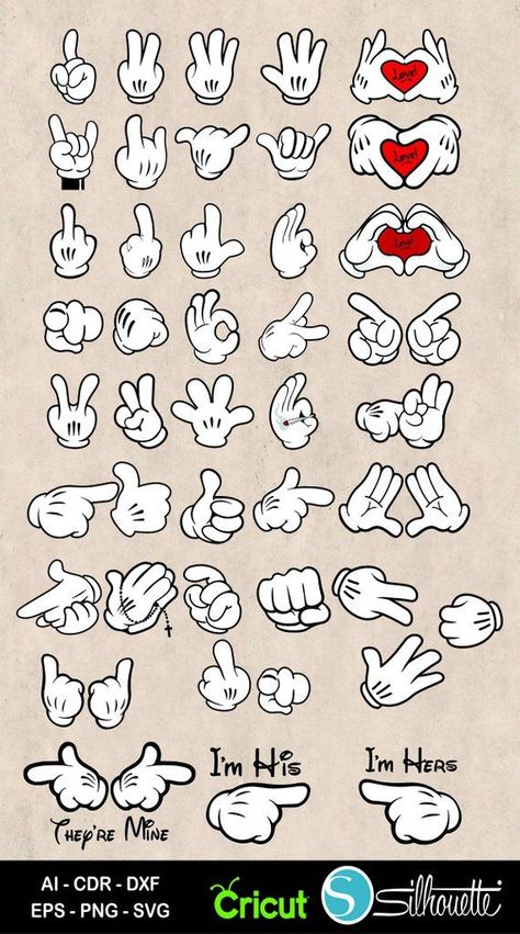 Gloves Drawing, Shaka Sign, Gloved Hands, Alphabet Graffiti, Mickey Hands, Hand Silhouette, Hand Clipart, White Sign, Cartoon Style Drawing