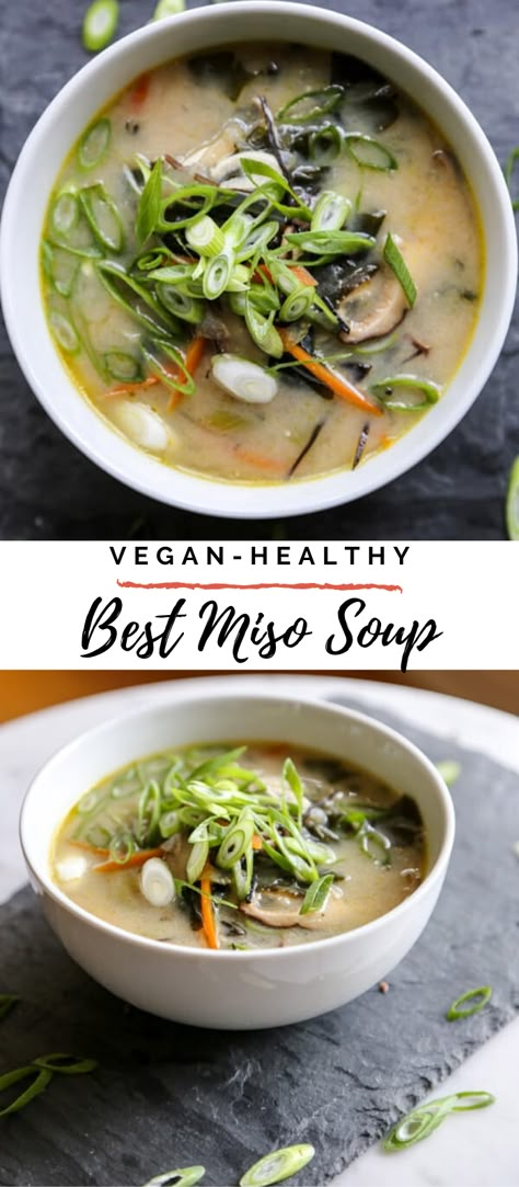 Chickpea Miso Soup, Miso Soup With Mushrooms, Healthy Miso Soup Recipe, Miso Soup Healthy, Vegetable Miso Soup, Miso Based Soup, Shiitake Soup Recipe, Carrot Miso Soup, Veggie Miso Soup