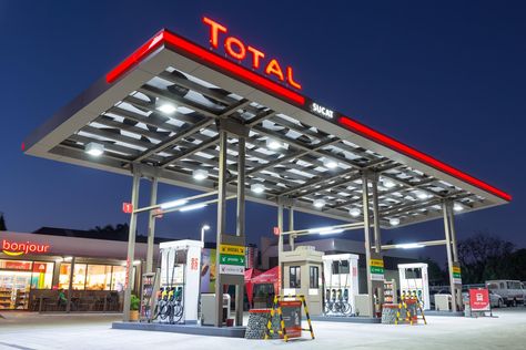 TOTAL Fuel Forecourt Located in France Diesel 2022, Sustainable Management, House Outer Design, Station Service, Petrol Station, Filling Station, Service Station, September 2022, House Elevation