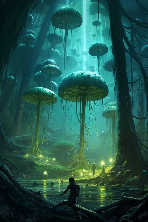 Other Worldly Art, Dnd Landscape Concept Art, Fantasy World Ideas, Another World Art, Forest Portal, Fantasy Earth, Portal To Another World, Fairy World, Dragon Wall Art