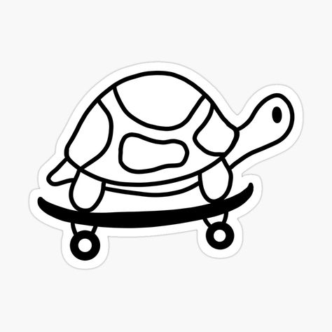 Turtle On Skateboard Cute Doodle Design by zoeyyyrose | Redbubble Doodle Turtle, Tortoise Doodle, Cute Simple Turtle Drawing, Skateboard Doodle, Turtle Doodle, Turtle On A Skateboard Drawing, Turtle On Skateboard, Turtle Skateboard, Skateboard Tattoo