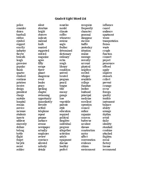 Sight Words List Grade 8 8th Grade Spelling Words, Hard Spelling Words, Grade 4 Spelling, 4th Grade Spelling Words, 5th Grade Spelling Words, 5th Grade Spelling, Spelling Bee Words, Spelling Word Practice, Spelling List