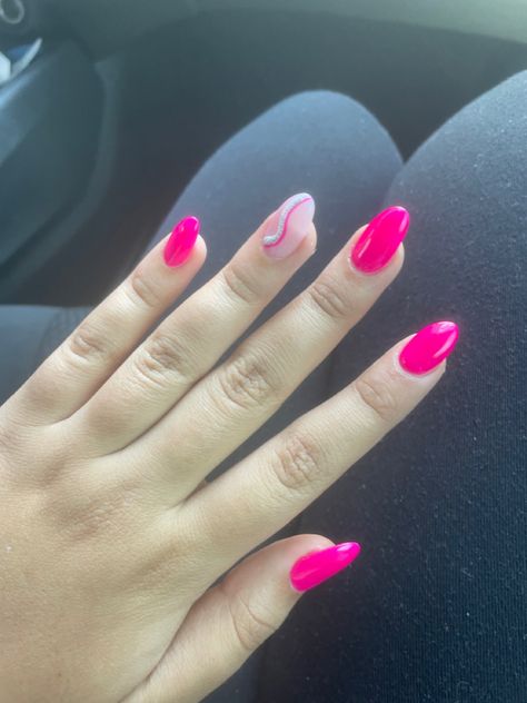 Hot pink nails|pink nails|nails|back to school nails|inspo|pinterest nails #nails #insponails #pink #pinknails #aesthetic #backtoschoolnails #trendy #hotpink Hot Pink Nail With Design, Pink Nail With Design, Nail With Design, Hot Pink Nail, Nails Back To School, Back To School Nails, Hot Pink Nails, Pinterest Nails, School Nails