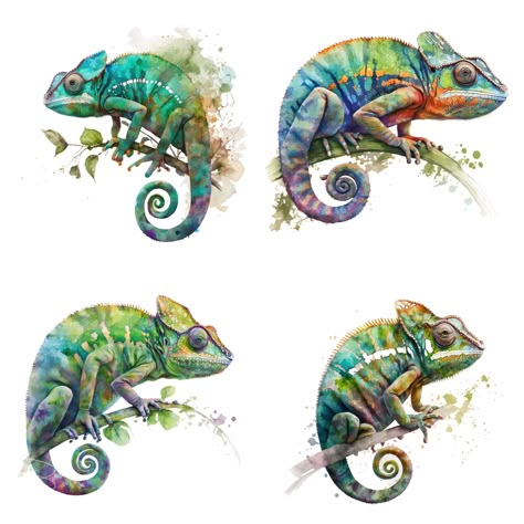 Chameleon Watercolor Paintings, Camilion Drawings, Cameleon Art Drawing, Chameleon Tattoo Design, Cameleon Art, Chameleon Illustration, Chameleon Drawing, Chameleon Painting, Chameleon Watercolor