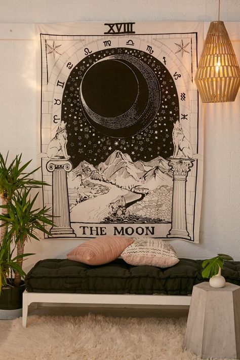 Tarot Tapestry | Urban Outfitters Urban Outfitters Room, Do It Yourself Decoration, The Moon Tarot Card, The Moon Tarot, Cozy Bedrooms, Moon Tapestry, Cute Dorm Rooms, Inspire Me Home Decor, Room Transformation