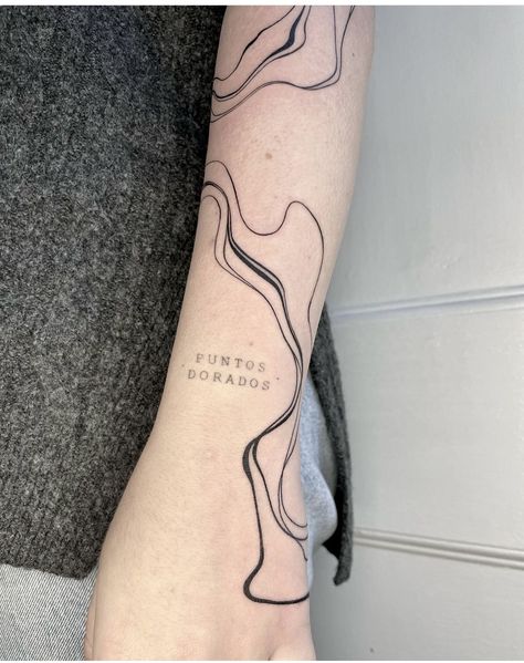 Chinese Wave Tattoo, Tattoo Wavy Lines, Wave Abstract Tattoo, Water Pattern Tattoo, Fluid Art Tattoo, Sumigashi Tattoo, Oil Spill Tattoo, Abstract Waves Tattoo, Fluid Tattoo