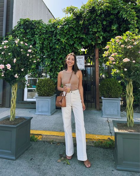 A&F Sloane Tailored Pant curated on LTK White Wide Leg Jeans Outfit, White Jeans Outfit Summer, Life With Jazz, White Wide Leg Jeans, White Pants Outfit, Wide Leg Jeans Outfit, Cali Trip, Most Comfortable Jeans, White Jeans Outfit