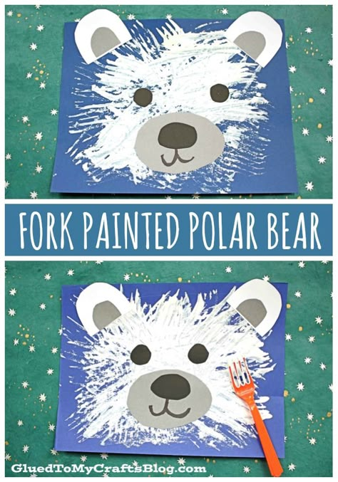 #gluedtomycrafts Fork Painted Polar Bear – Kid Craft Idea For Winter Christmas Nativity Scene Diy, Fall Tray Decor, Nativity Scene Diy, Scene Diy, Polar Bear Craft, Fall Tray, Winter Crafts Preschool, Bear Craft, Wood Christmas Decorations