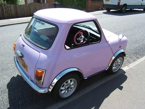 So cute!!! Registration D957ABY  Make AUSTIN  Model MINI  Description MAYFAIR  Date of Liability  01 11 2010   Date of First Registration  25 11 1986   Year of Manufacture  1986   Cylinder Capacity (cc)  998CC   CO2 Emissions  Not Available   Fuel Type  Petrol   Export Marker  Not Applicable   Vehicle Status  Licence Not Due   Vehicle Colour  PURPLE Mini Cooper Classic, Old Vintage Cars, Tiny Cars, Mini Truck, Austin Mini, Weird Cars, Pink Car, Mini Car, Smart Car