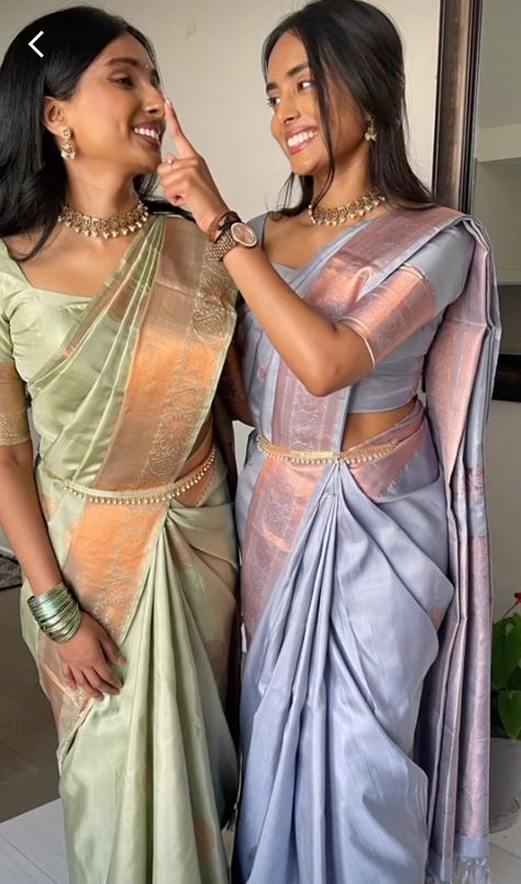 South Indian Designer Blouses, Tamil Traditional Saree, Bridesmaid Looks Indian Saree, Bridesmaids Sarees Indian, Malayalee Saree, Tamil Wedding Saree Brides, Saree For Best Friends Wedding, South Indian Blouse Designs Latest, Sister Of The Bride Dress Indian