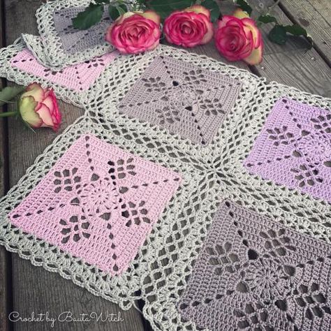 Victorian Lattice Square, Crochet Lace Square, Joining Crochet Squares, Granny Square Häkelanleitung, Squares Design, Crochet Socks Pattern, Crochet Bedspread, Crochet Blocks, Baby Blanket Knitting Pattern