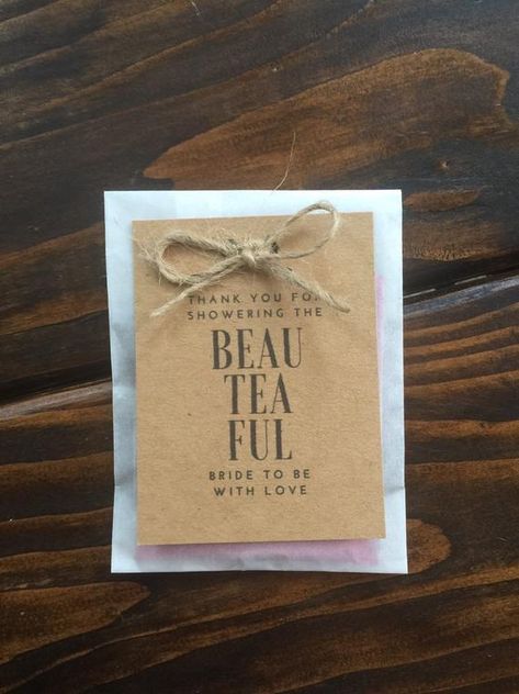 Each qty is a Set of 20 Modern Bride Tea Bag Favors for Bridal Teas and Bridal Showers Fully assembled and ready for gifting! Each tea bag favor is enveloped in a glassine pouch with a handmade tag tied with jute twine. Showers and weddings are a busy time for everyone and my fully assembled, ready Tea Bridal Shower Favors, Bridal Shower Tea Party Theme, Personalized Tea Bags, Tea Bag Favors, Bridal Shower Gift Bags, Rustic Bridal Shower Favors, Stash Tea, Tea Favors, Gold Wedding Favors