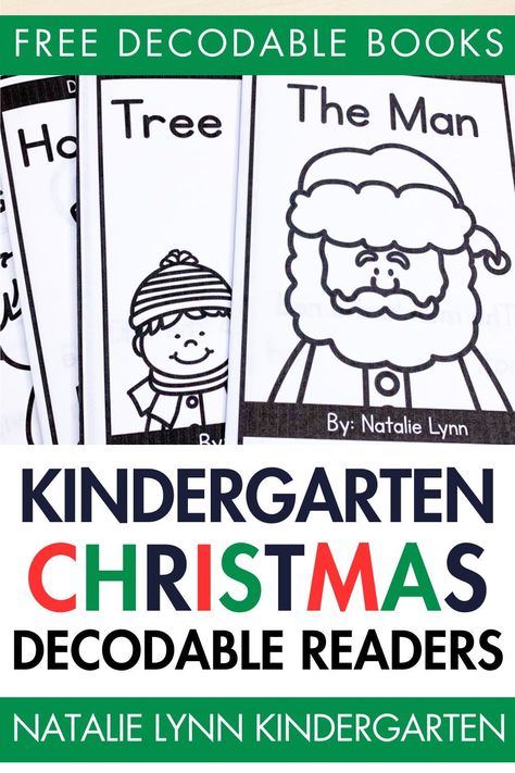 Grab 5 free Science of Reading aligned Christmas themed decodable readers for your kindergarten or first grade classroom here. These Christmas decodable books are the perfect way to practice decoding and reading words, practice phonics skills, and promote fluency and independence while reading in your kindergarten or first grade classroom. These Christmas decodable readers are also Science of Reading aligned and focus on CVC words, ending blends, and vowel teams in kindergarten or first grade. Christmas Lessons For Kindergarten, Alliteration Kindergarten Activities, Christmas Cvc Activities Kindergarten, Christmas Kindergarten Reading Activities, Christmas Cvc Words, First Grade Holiday Activities, Christmas Ideas Kindergarten, Christmas Phonics Kindergarten, Christmas Reading Activities 1st Grade