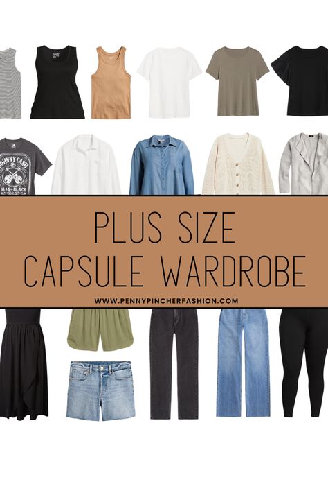 plus size capsule wardrobe Capsule Wardrobe For Short Women, Minimalist Wardrobe Plus Size, Capsule Wardrobe 50 Plus, Capsule Plus Size Wardrobe, 40 Piece Capsule Wardrobe, Plus Size Capsule Wardrobe Summer, Minimalist Clothes Plus Size, Work Trip Capsule Wardrobe, Capsule Wardrobe 2024 Plus Size