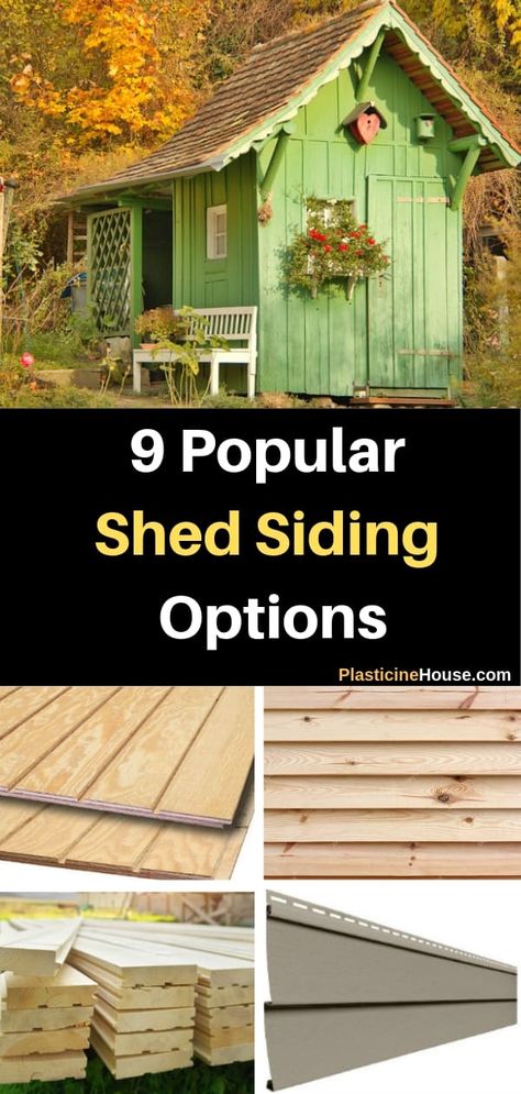 Find best siding options for your shed She’d Siding Ideas, Diy Shed Siding Ideas, Shed Siding Ideas Exterior, Rustic Shed Exterior Ideas, Cheap Siding Ideas, Cheap Siding Ideas Exterior, Lean To Porch Ideas, Shed Siding Ideas, Lean To Porch