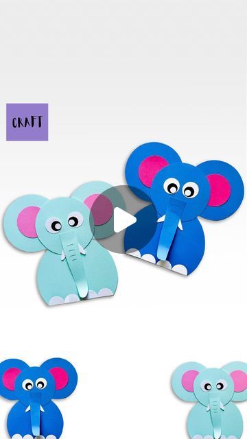 Paper Crafts Elephant, Paper Craft Elephant, Elephant Art And Craft, Origami Activity For Kids, Elephant Activities For Kids, Craft Ideas For Nursery, Creative Arts Activities For Preschool, Creative Activities For Kids Preschool, Elephant Crafts For Preschool