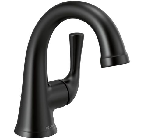 Delta 533LF-BLMPU Kayra Single-Hole Bathroom | Build.com Delta Faucets Bathroom, Jack Jill Bathroom, Black Faucet Bathroom, Matte Black Faucet, Navigation Design, Black Faucet, Vessel Faucets, Faucet Bathroom, Single Handle Bathroom Faucet