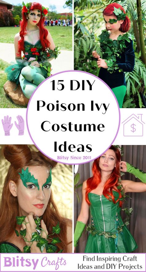 15 DIY Poison Ivy Costume Ideas for This Halloween Poison Ivy Fancy Dress, Poison Ivy Villain, Diy Poison Ivy Costume, Red Head Halloween, Red Hair Spray, Poison Ivy Costume Diy, Poison Ivy Dress, Red Head Halloween Costumes, Poison Ivy Makeup