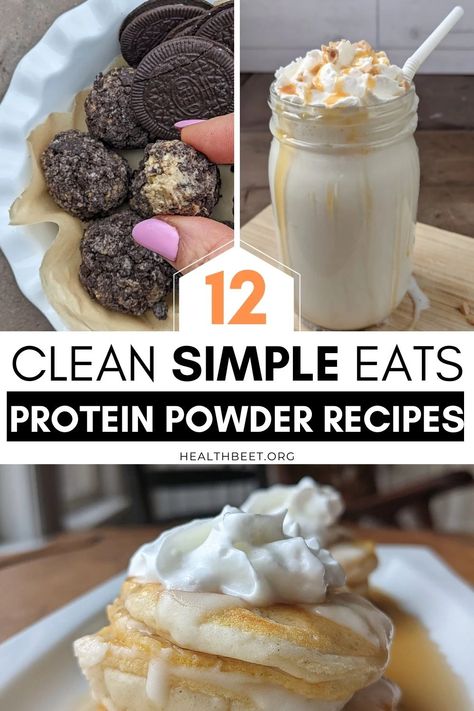 You can make everything from shakes to ice cream, donuts, and pancakes with the right protein powder. These recipes were made with the fun flavors of Clean Simple Eats Protein powder! You'll want to try these recipes and save them. Protein Powder Recipes Shakes, Peaches And Cream Dessert, Health Beet, Protein Drink Recipes, Pumpkin Pie Protein, Banana Protein Smoothie, Clean Simple Eats, Protein Powder Shakes, High Protein Smoothies