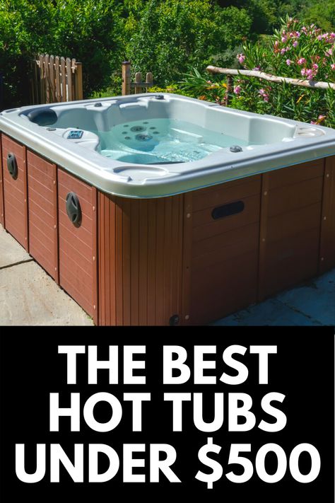 Looking to spruce up your backyard but don't want to spend a fortune on a hot tub? Here, we review the BEST hot tubs under $500! Read more at OwnTheYard.com! Tiny Hot Tub Small Spaces, Cheap Hot Tub Ideas Backyard, Costco Hot Tub, Plug And Play Hot Tub Ideas, Garage Hot Tub Ideas, Portable Hot Tub Ideas Backyards, Small Hot Tub Ideas, Diy Hot Tub Homemade, Hot Tub Ideas Backyard Budget