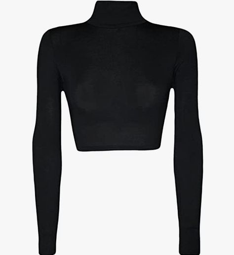 Look Working Girl, Plain Crop Tops, Turtleneck Crop Top, Turtle Neck Shirt, Cropped Turtleneck, Black Long Sleeve Crop Top, Turtle Neck Crop Top, Turtleneck Shirt, Black Long Sleeve Shirt