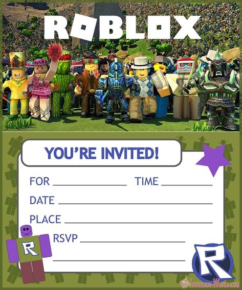 Free Printable Roblox Birthday Invitation Template | Invitation World Boys Birthday Invitations, Roblox Birthday Party, Printable Party Invitations, Retirement Invitation Template, Roblox Party, Online Party Invitations, Free Printable Invitations Templates, Roblox Birthday, Free Printable Birthday Invitations