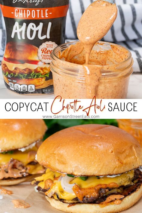 Easy Copycat Homemade Kraft Chipotle Aioli Sauce | ©GarrisonStreetEats | Copycat | Homemade | Kraft | Chipotle Aioli | Easy | Recipe | Chipotle Mayo | Spicy | Smoky | Burger Sauce | Best | Fry Sauce | Dipping Sauce | Sandwich Spread | Gluten Free | Vegetarian | Sauce Recipe | Sandwich | Burger | Onion Rings | Tater Tots | Smash Burger Sauce | Seafood | Recipe with | Mayo | Chipotle Sauce | Creamy | Quick | Mayonnaise | Spicy Aioli | Ideas | Backyard BBQ | Super Bowl | Spicy Mayo Sauce | Tacos Chipotle Mayo Recipe Easy, Best Fry Sauce, Chipotle Aioli Sauce, Smash Burger Sauce, Sauce For French Fries, Chipotle Mayo Sauce, Chipotle Mayo Recipe, Spicy Mayo Sauce, Best Burger Sauce