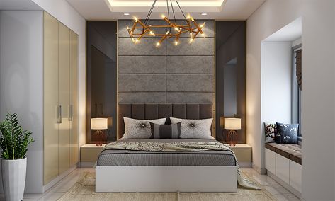 Minimalistic decor for 10x12 or 12x15 bedroom interiors is the best way to free up space 12x12 Bedroom Layout Design, Modern Luxury Bedroom Design, Bedroom Layout Design, Hotel Style Bedroom, Hotel Bedrooms, Bedroom Decor Gray Walls, Bedroom Decor Gray, Amazing Bedroom Designs, Contemporary Bedroom Design