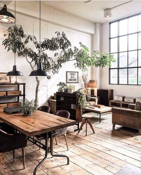 Industrial Decor Living Room, Industrial Living Room Design, Industrial Style Living Room, Industrial Living Room, Industrial Home Design, Farmhouse Flooring, Vintage Industrial Decor, Industrial Livingroom, Industrial Bedroom