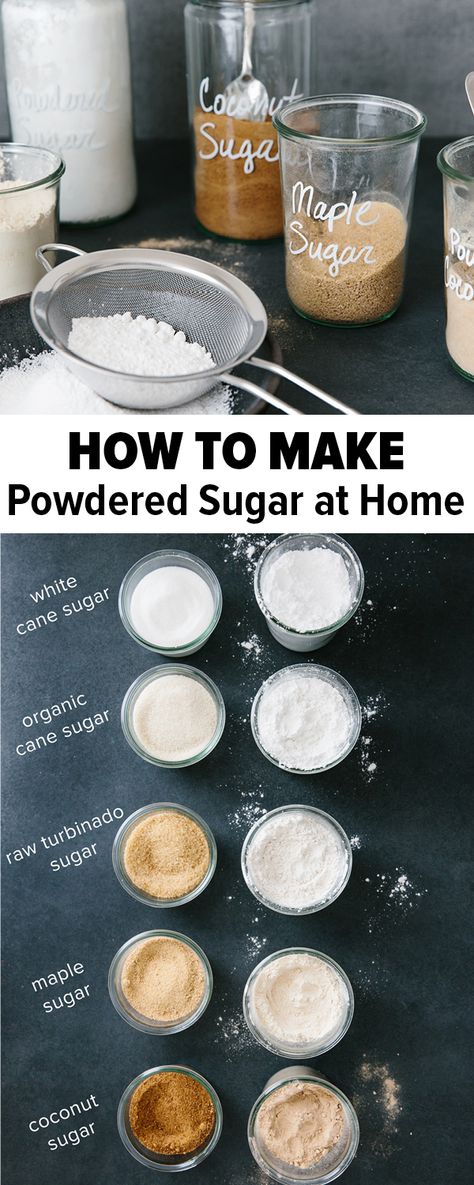 Coconut Sugar Frosting, Powder Sugar Recipes, Icing Recipe Without Powdered Sugar, How To Make Powdered Sugar, Diy Powdered Sugar, Icing Without Powdered Sugar, Turbinado Sugar Recipes, Make Your Own Baking Powder, Finishing Sugar