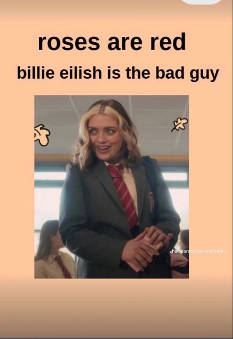 Red Billie Eilish, Ally Rose, Nick Nelson, Dog Died, Heart Stopper, Roses Are Red, Splatoon, Bad Guy, The Bad