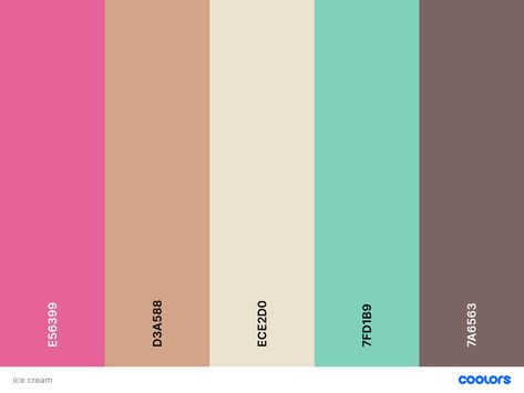 (ice cream) Ice Cream Color Palette, Cream Color Palette, Pallet Color, Perfect Color Combinations, Palette Projects, Just Say Hello, Color Picker, Beautiful Collage, Color Blind